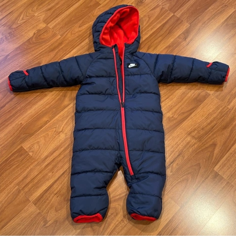 Nike Infant Snowsuit Navy and Red Hooded 18 Months